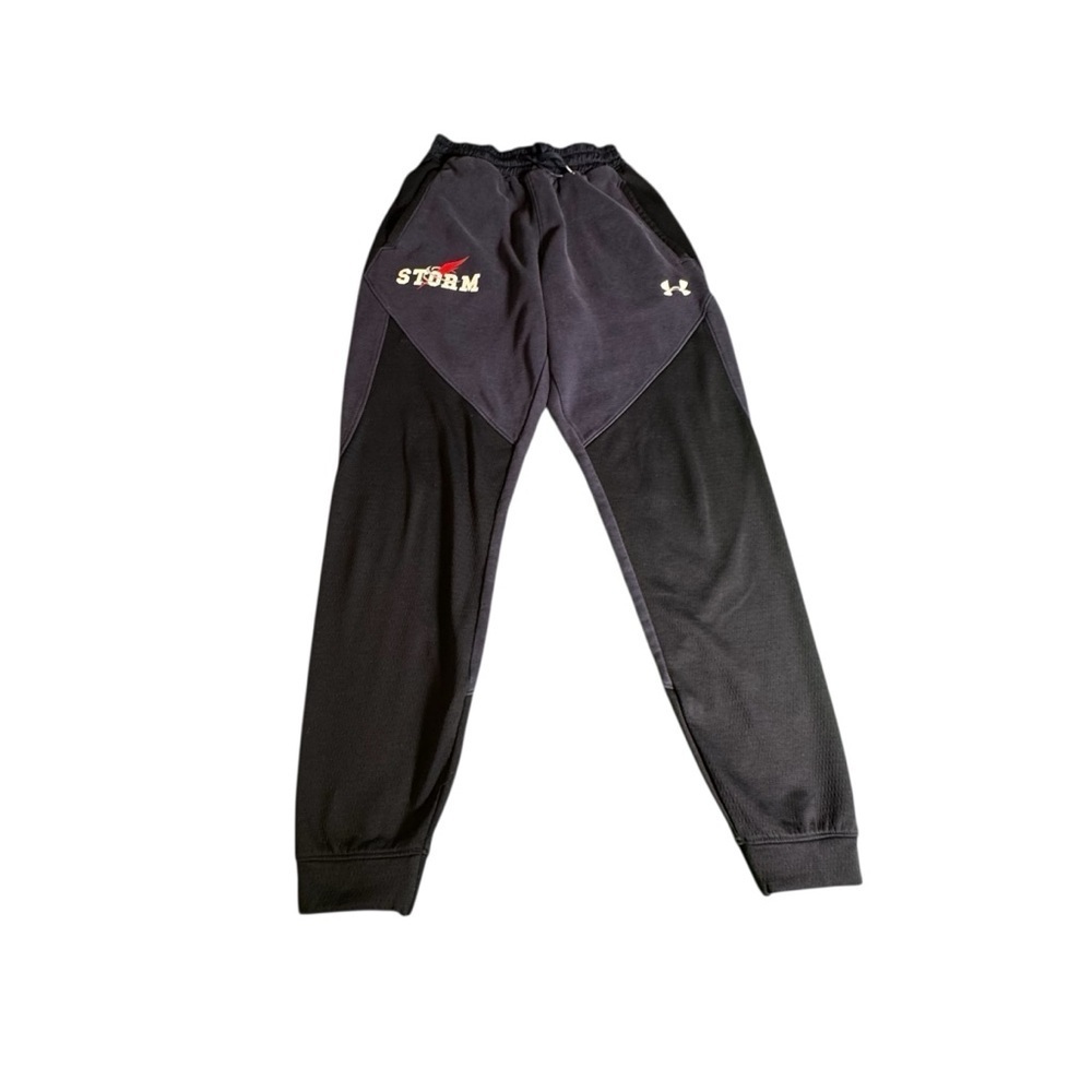 Under Armour Storm Jogger Pants Men’s Small Black Navy Athletic Sweatpants Logo